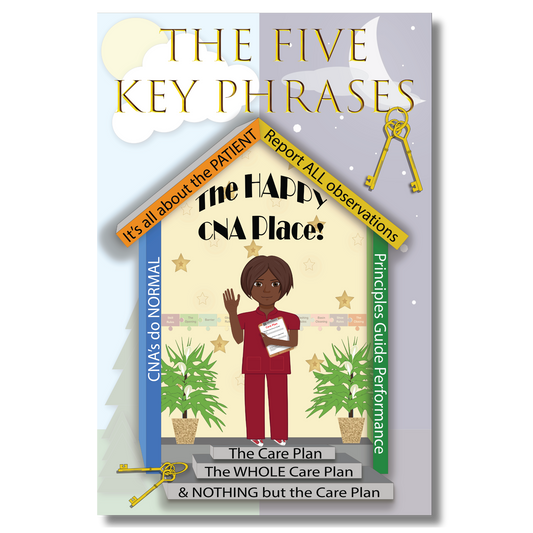 Colorful banner titled 'The Five Key Phrases' with a character illustration and key graphics on a light blue background.