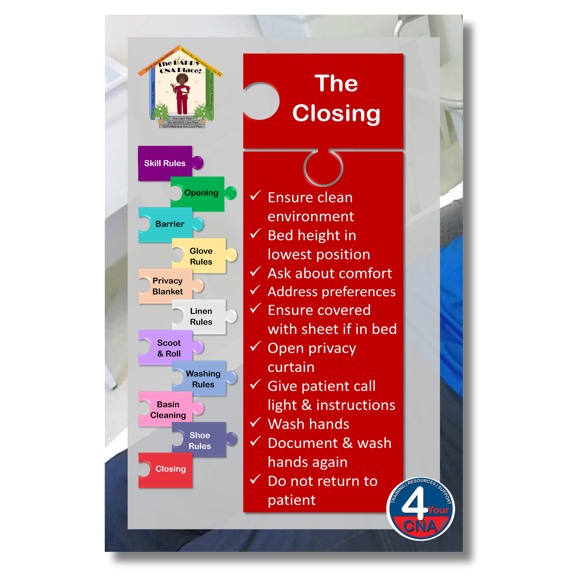 Educational poster with checklists and instructions on a white background